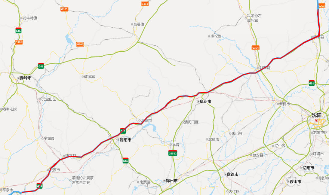 长深高速公路地图-辽宁段