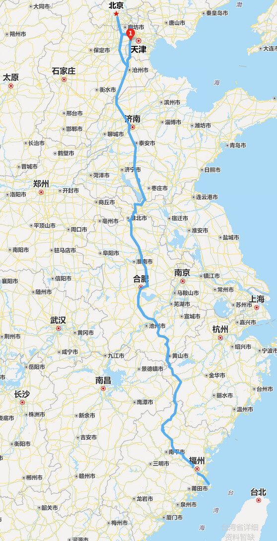 京台高速公路全程地图