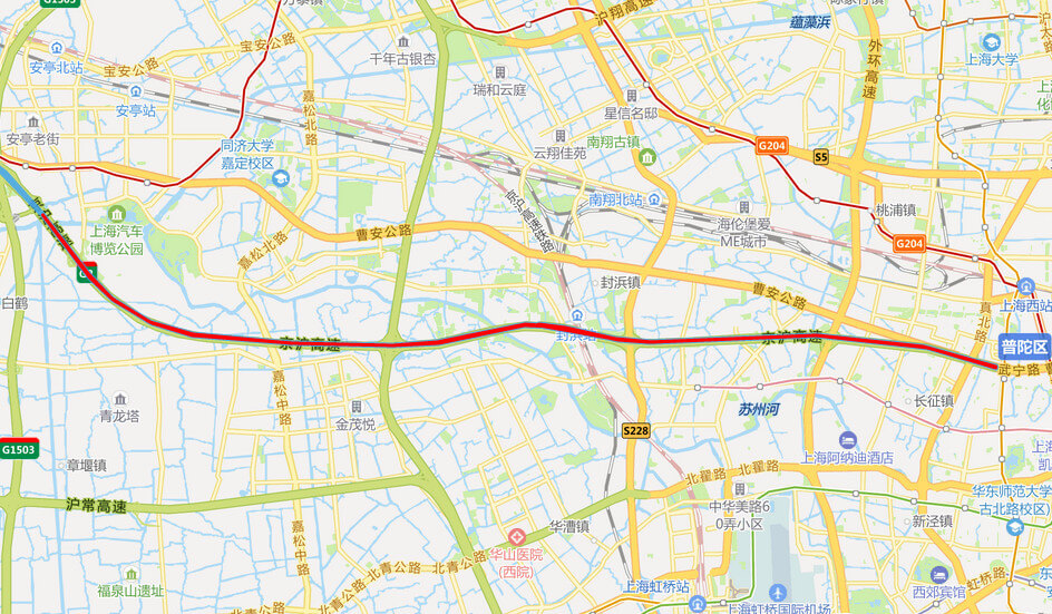 沪蓉高速公路地图-上海段