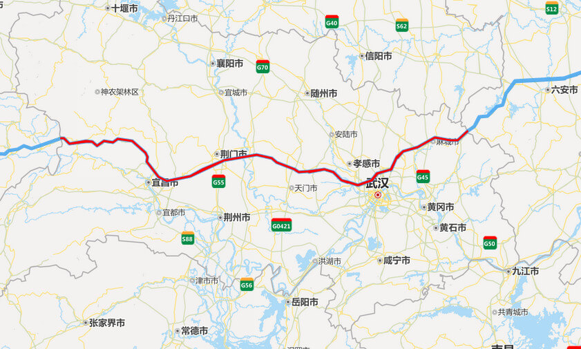 沪蓉高速公路地图-湖北段